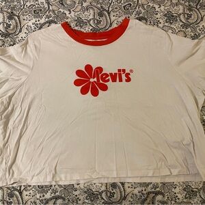 Levi's orange and white crop top T-Shirt 3x